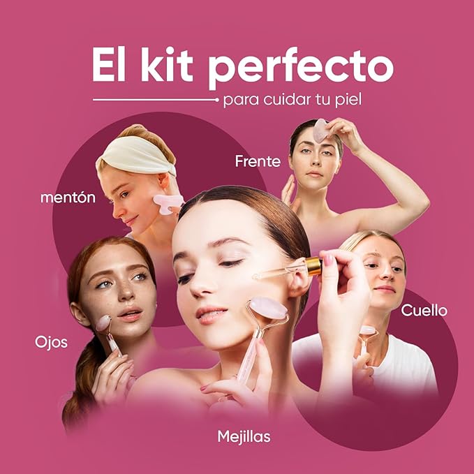 Kit Rodillo Facial + Gua Sha