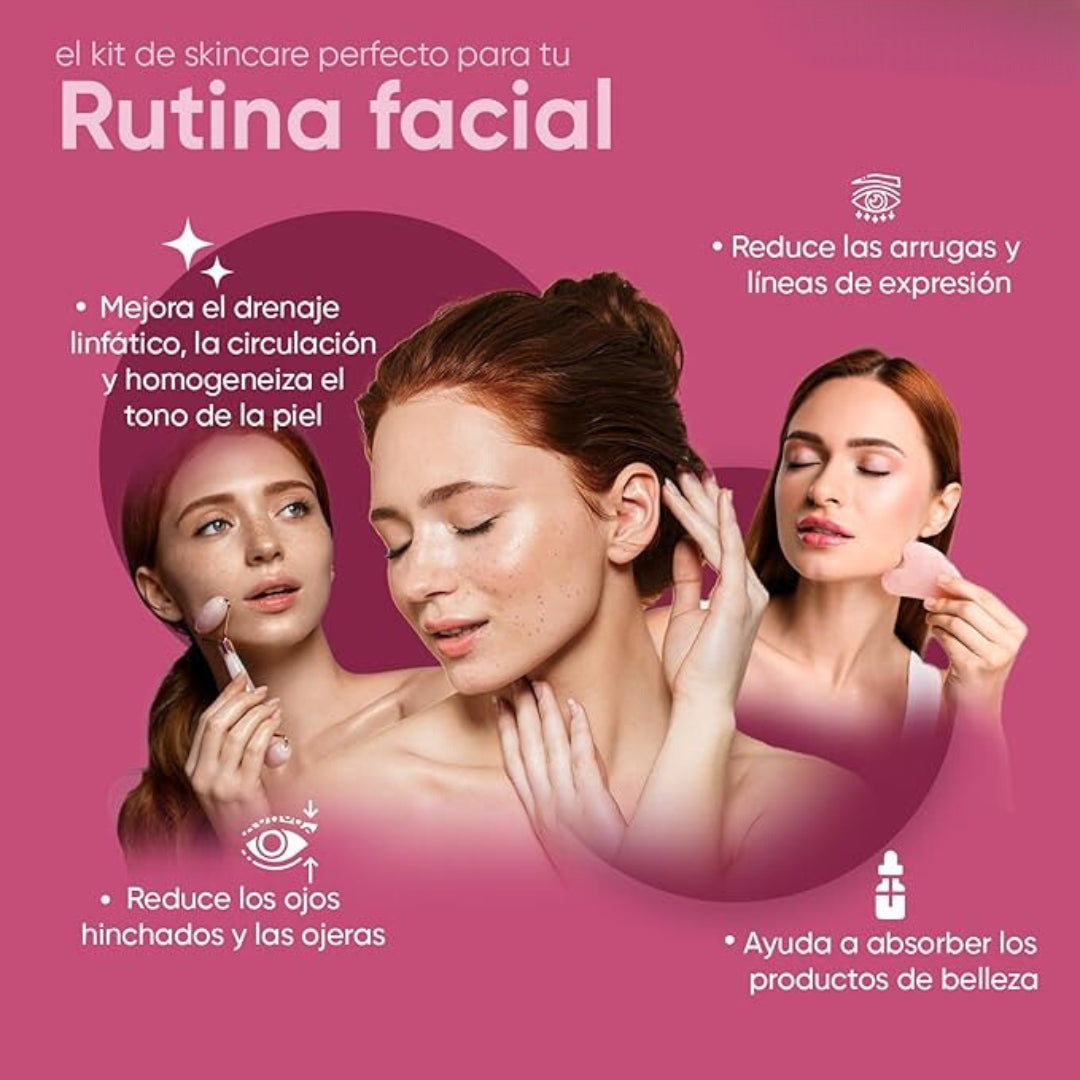 Kit Rodillo Facial + Gua Sha