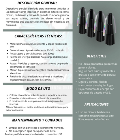 Abanico Repelente De Moscas Pilas